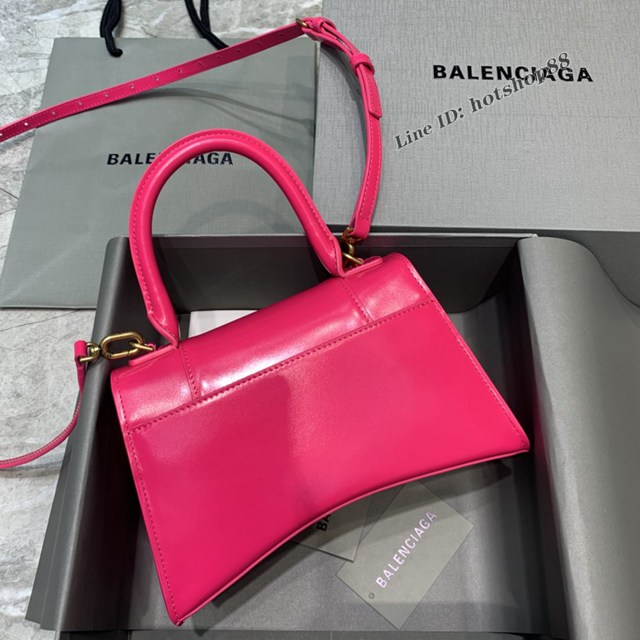 Balenciaga專櫃新款小號手提肩背女包原單沙漏包 巴黎世家平紋玫紅金扣沙漏包 fyj1409